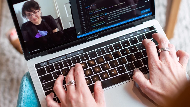 Person using Gray Laptop 